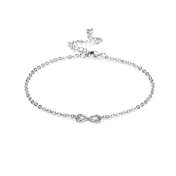 Silver Plated Infinity Anklet Created with Zircondia® Crystals