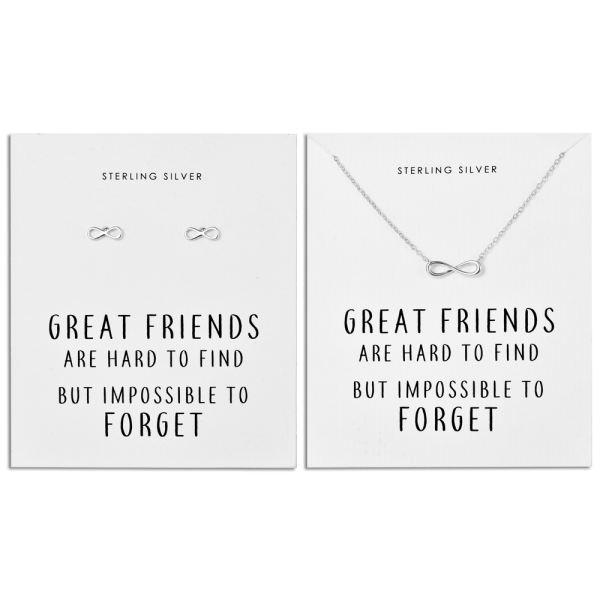 Sterling Silver Infinity Friendship Quote Set