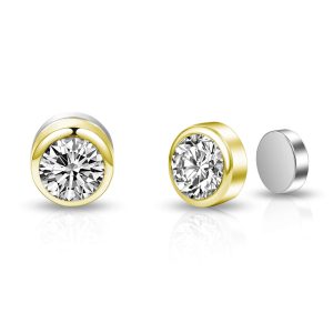 Gold Plated 6mm Magnetic Clip On Earrings Created with Zircondia® Crystals