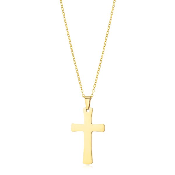 Men's Gold Plated Stainless Steel Cross Necklace