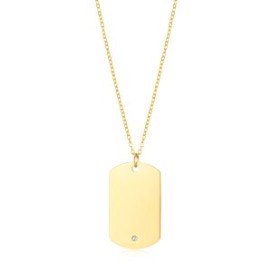 Men's Gold Plated Steel Dog Tag Necklace Created with Zircondia® Crystals