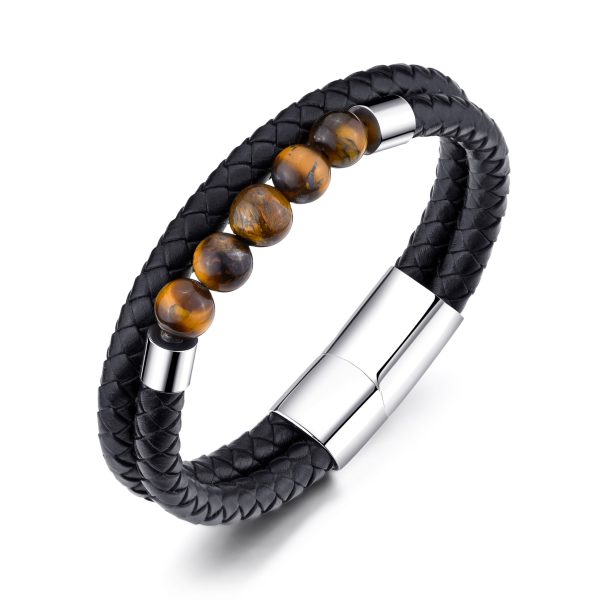 Men's Tiger's Eye Genuine Leather Bracelet