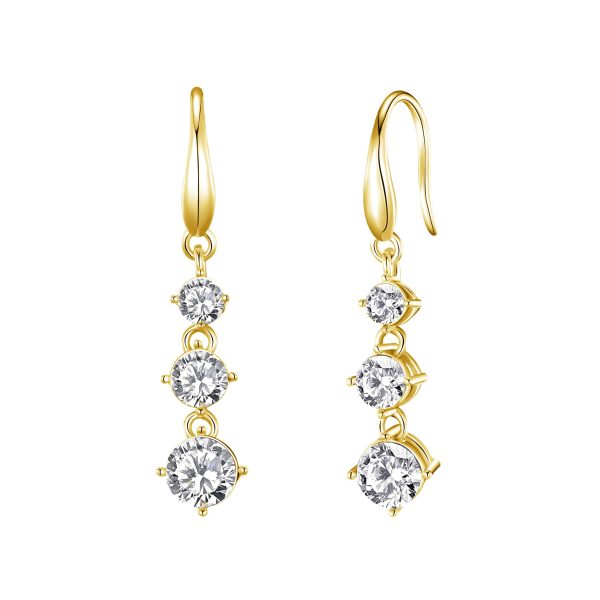 Gold Plated Graduated Drop Earrings Created with Zircondia® Crystals