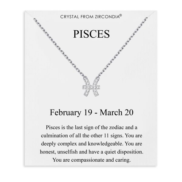 Pisces Zodiac Star Sign Necklace Created with Zircondia® Crystals