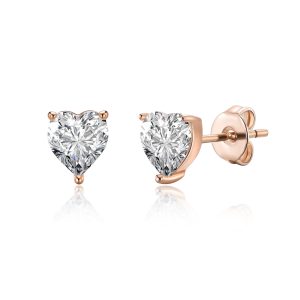 Rose Gold Plated Heart Earrings Created with Zircondia® Crystals