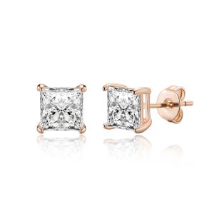 Rose Gold Plated Square Earrings Created with Zircondia® Crystals