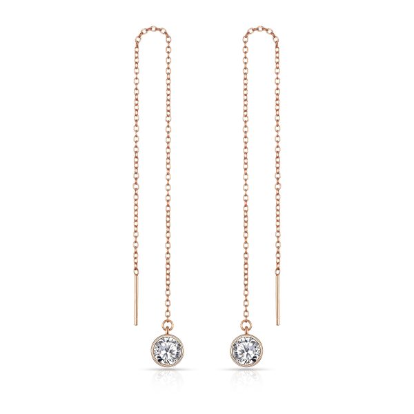 Rose Gold Plated Sterling Silver Thread Earrings Created with Zircondia® Crystals