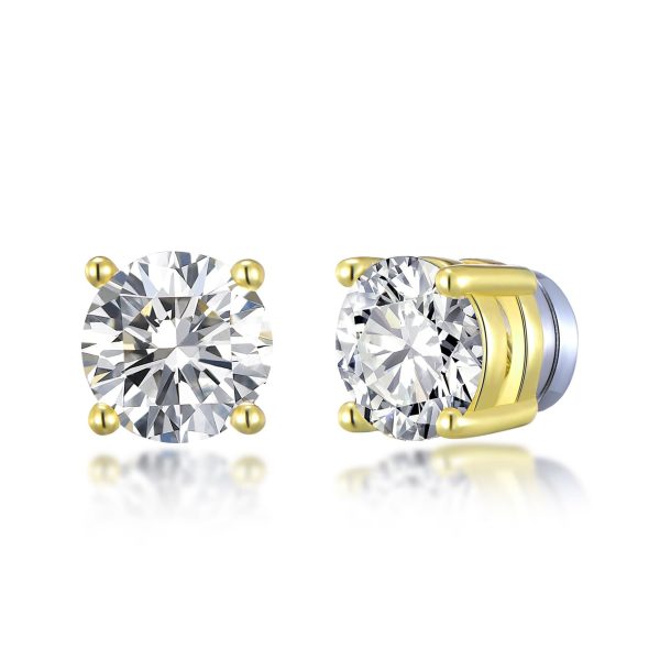 Gold Plated Round Magnetic Clip On Stud Earrings Created with Zircondia® Crystals