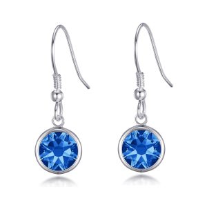 Dark Blue Crystal Drop Earrings Created with Zircondia® Crystals