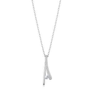 Silver Plated Wishbone Necklace Created with Zircondia® Crystals