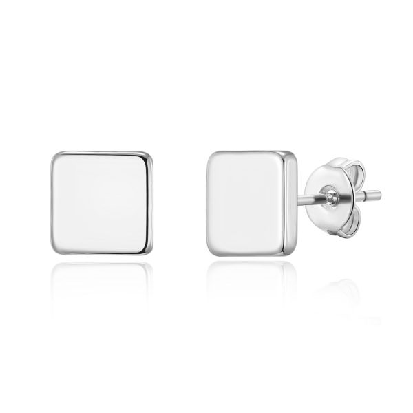 Silver Plated Square Stud Earrings