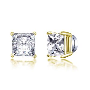 Men's Gold Plated Square Magnetic Clip On Stud Earrings Created with Zircondia® Crystals