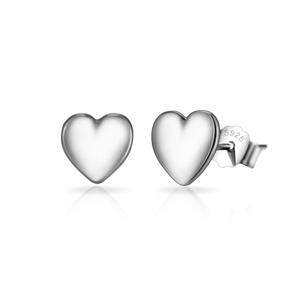 Sterling Silver Rounded Heart Earrings