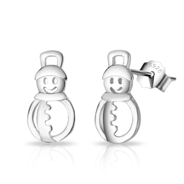 Sterling Silver Snowman Earrings