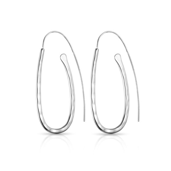 Sterling Silver Hammered Hoop Earrings