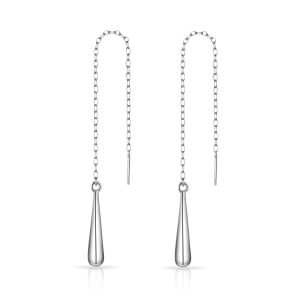 Sterling Silver Teardrop Thread Earrings