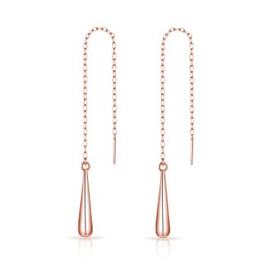 Rose Gold Plated Sterling Silver Teardrop Thread Earrings