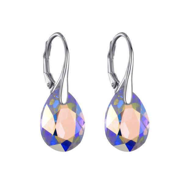 Sterling Silver Aurora Borealis Drop Earrings Created with Zircondia® Crystals