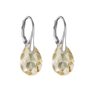 Sterling Silver Golden Shadow Drop Earrings Created with Zircondia® Crystals