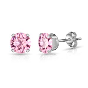 Sterling Silver Light Rose Earrings Created with Zircondia® Crystals