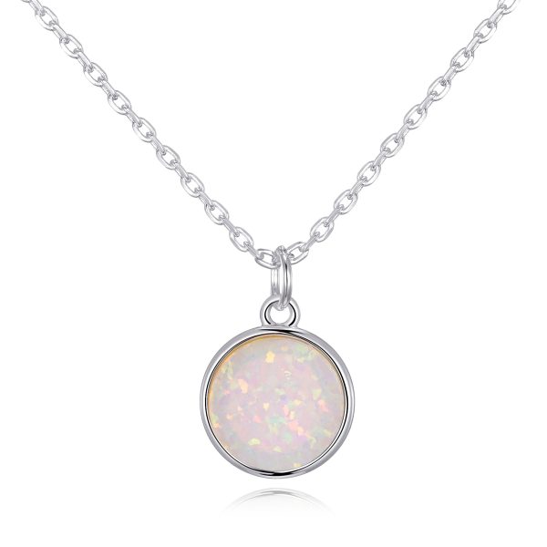 Silver Plated Synthetic White Opal Necklace