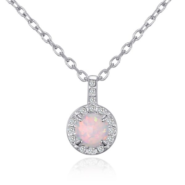 Synthetic White Opal Necklace Created with Zircondia® Crystals