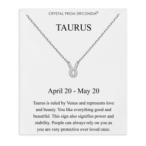 Taurus Zodiac Star Sign Necklace Created with Zircondia® Crystals