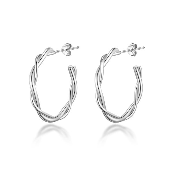 Sterling Silver Twisted Knot Hoop Earrings