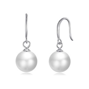 Sterling Silver White Pearl Drop Earrings